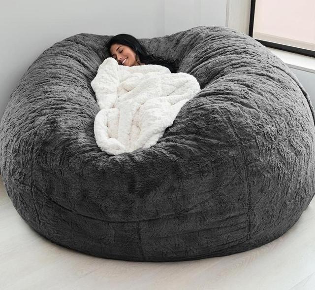 Наружный 7Ft Гигантская сумка из бобов Стул Мягкий фальшивый меховый ткань EPS заполнить 6